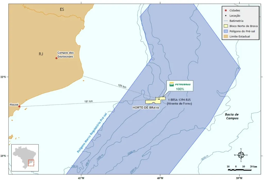 Mapa de la Cuenca de Campos donde se encontraron hidrocarburos
