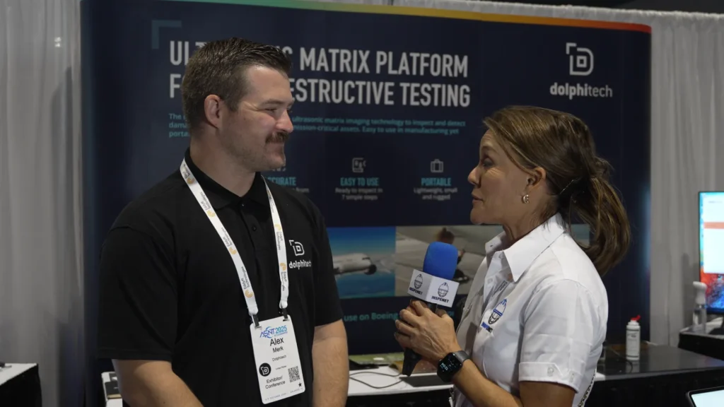 Alex Merck, vicepresidente ejecutivo para América de Dolphitech, es entrevistado durante la convención ASNT 2025.